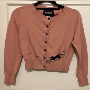 Collectif Pink Cat Embroidered Women's Sweater